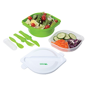KP8581-C
	-MUNCH N' GO LUNCH CONTAINER WITH CUTLERY
	-Lime Green/White (Clearance Minimum 50 Units)